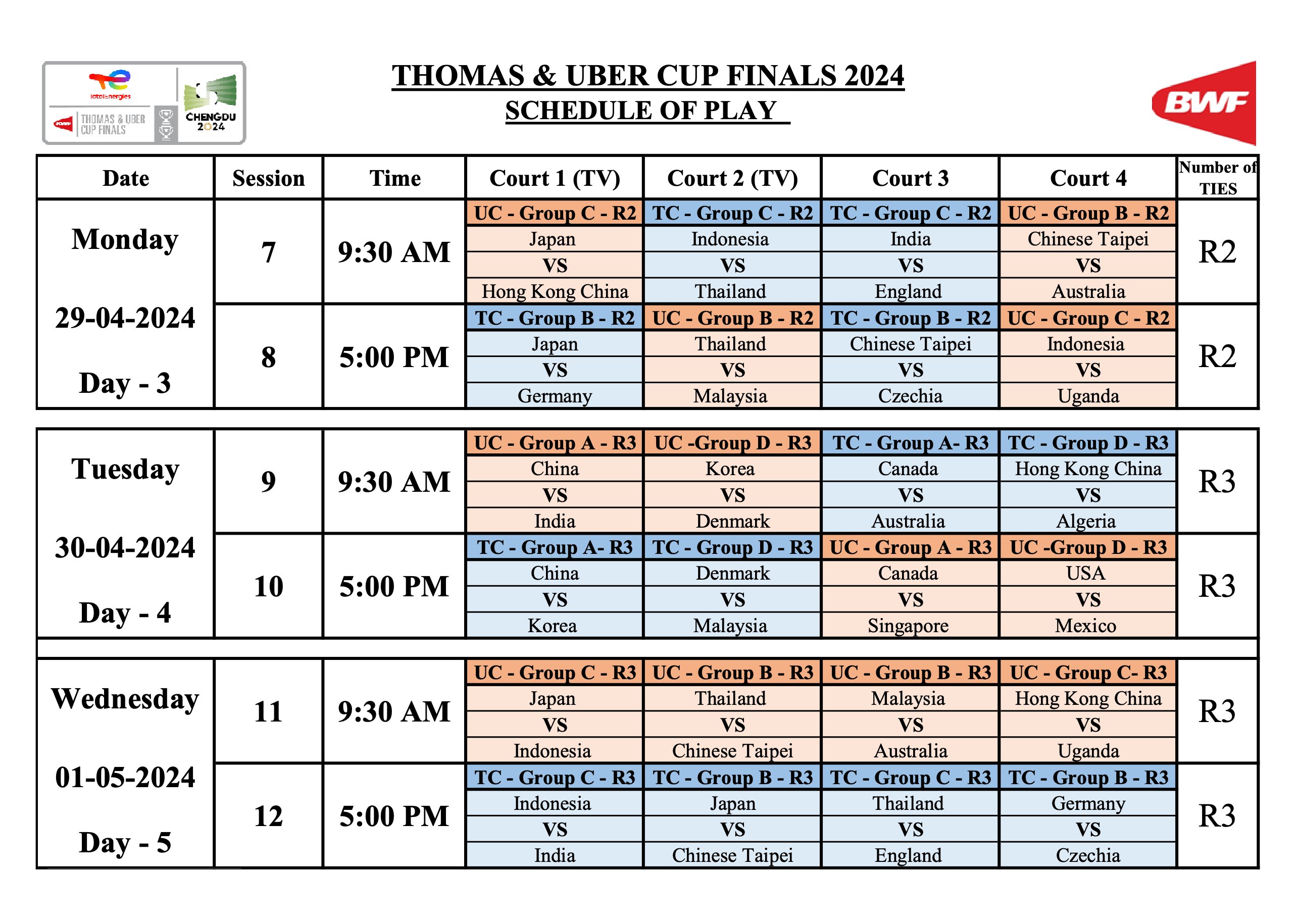 汤尤杯羽毛球比赛时间表，赛场激情与期待之旅